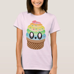Camiseta Sorvete Kawaii Rave Cone Arco-Íris