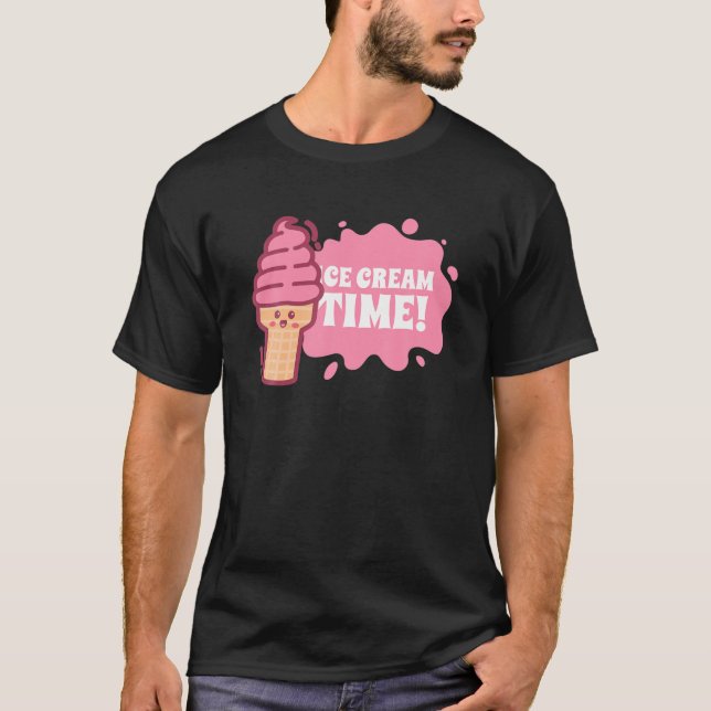 Camiseta Sorvete Kawaii — Sorvete de morango (Frente)