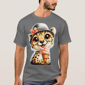 Camiseta Sorvete-leopardo-da-gueparda-branca vibes de Verão