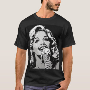 Camiseta Sorvete Loira Estilo Quadrinho Gráfico BW dos Anos