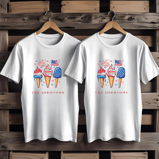 Camiseta Sorvete Patriótico Moderno Família Personalizado 
