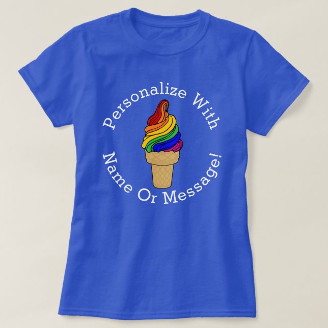 Camiseta Sorvete PERSONALIZADO Redemoinho Arco-íris (Frente do Design)