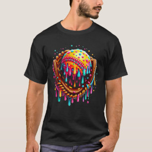 Camiseta Sorvete Pingando Baseball com Luva de Bola de Base
