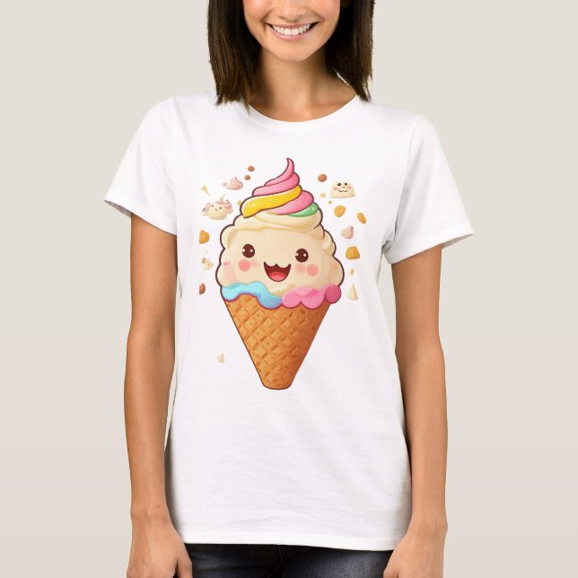 Camiseta Sorvete sorridente e delicioso (Frente)