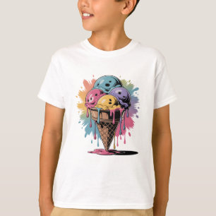 Camiseta Sorvete Toddler Boy Girl Colorida Cone Aniversário