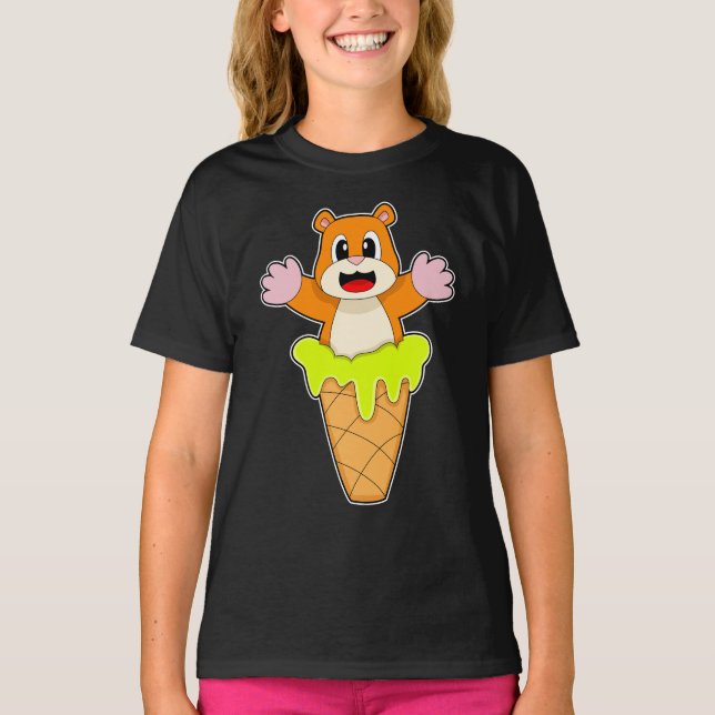 Camiseta Sorvete Waffle de Hamster (Frente)
