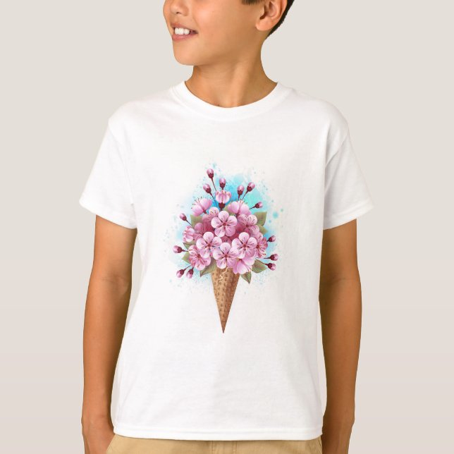 Camiseta Sorvete Waffle Rosa Sakura Cone (Frente)