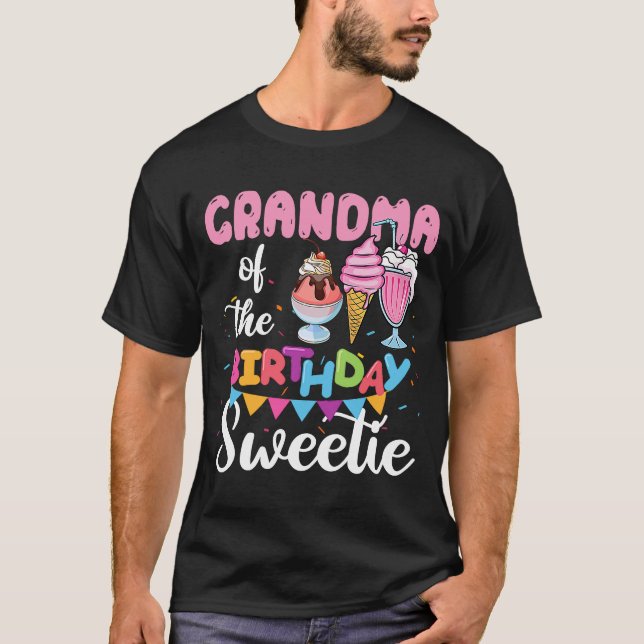 Camiseta Sorvetes de Cones de Sorvete da Vovó de Aniversári (Frente)
