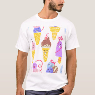 Camiseta Sorvetes Kawaii, um padrão bonito e perfeito.