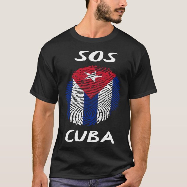 Camiseta SOS Cuba DNA cubano Cuba Liberdade livre e liberda (Frente)
