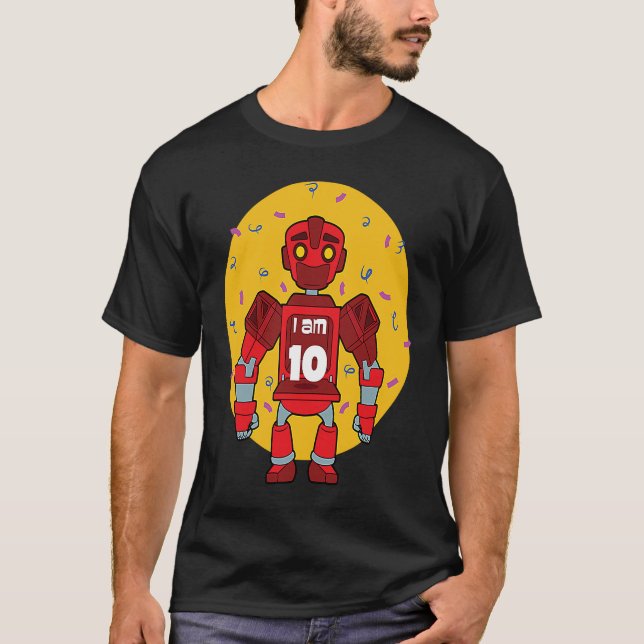 Camiseta Sou 10 Birthday Themed Robot (Frente)