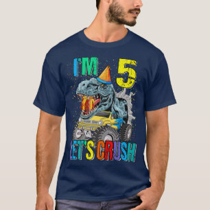 Camiseta Sou 5 Dinossauro de Caminhão de Esmagamento de Vam