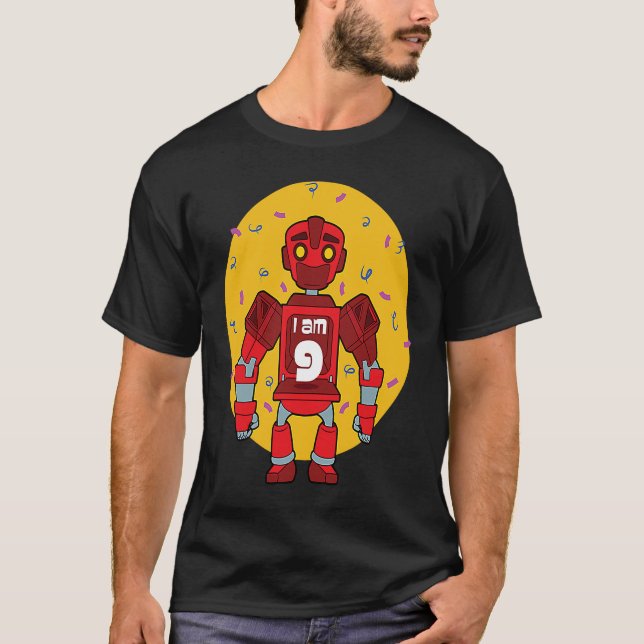 Camiseta Sou 9 Birthday Themed Robot (Frente)