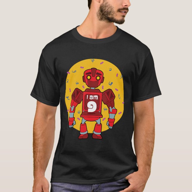 Camiseta Sou 9 Birthday Themed Robot (Frente)