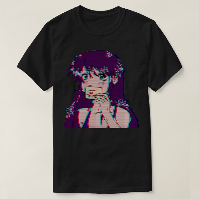 Camiseta Sou a Bela Garota Triste de Vaporwave Japonesa Emo (Frente do Design)