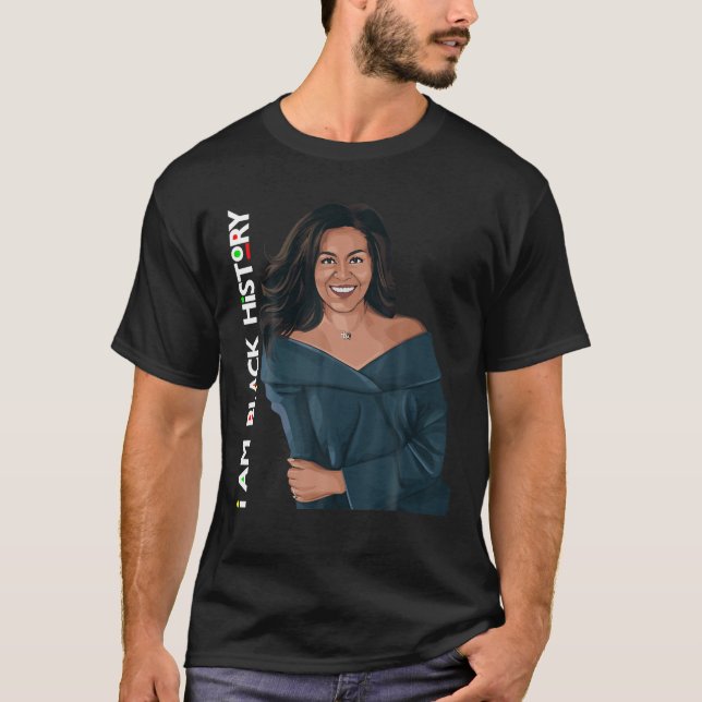 Camiseta Sou a História Negra Michelle Obama International  (Frente)