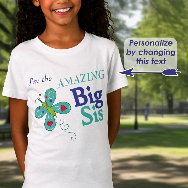 Camiseta Sou a incrível borboleta Whimsical Sis Big Sis (Criador carregado)