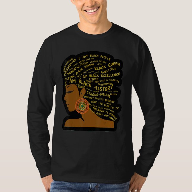 Camiseta Sou a negra história afro-americana negra (Frente)