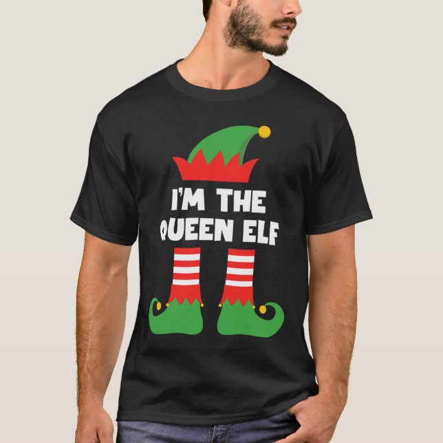 Camiseta Sou a Rainha Elf Engraçada Grupo Familiar de Xmas (Frente)