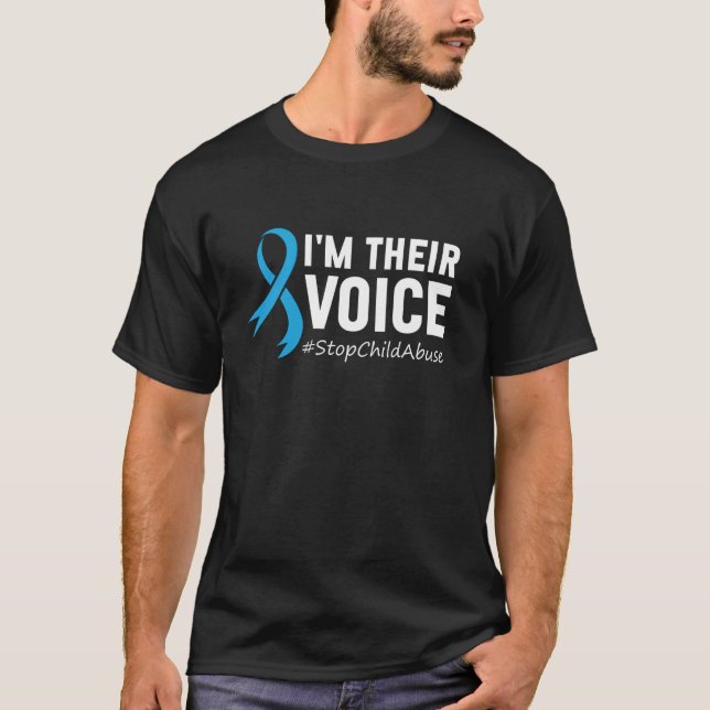 Camiseta Sou a voz deles para prevenir abusos infantis (Frente)