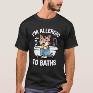 Camiseta Sou Alérgico a Banhos Piada Divertida de Gato