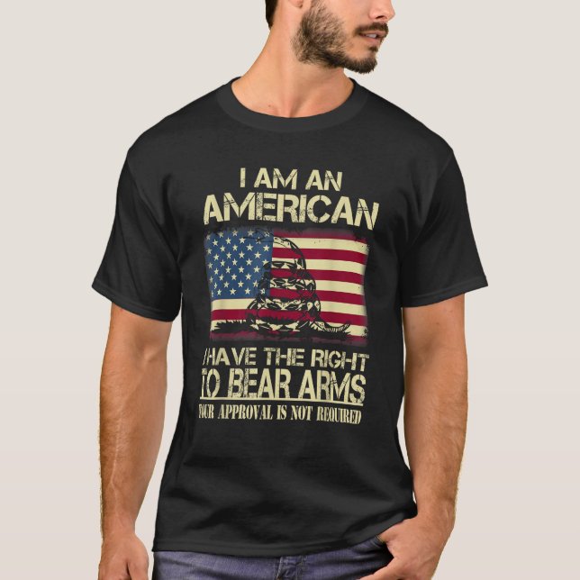 Camiseta Sou Americano E Tenho O Direito De Usar Armas (Frente)