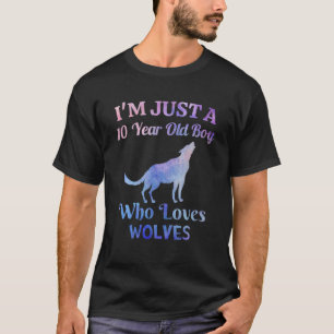 Camiseta Sou apenas um menino de 10 anos que ama lobos 10
