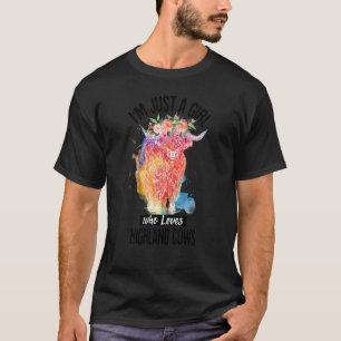 Camiseta Sou Apenas uma Garota que Ama Vacas das Terras Alt