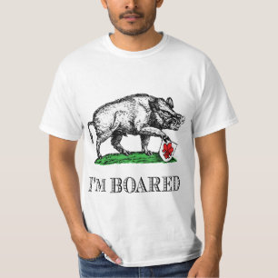 Camiseta Sou Boared Vintage Wild Boar Desenhando #4C Preto