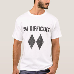 Camiseta Sou Difícil Duplo Diamante Negro Esqui Snowboard _
