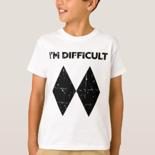 Camiseta Sou Difícil Funny Double Black Diamonds Esqui Neve