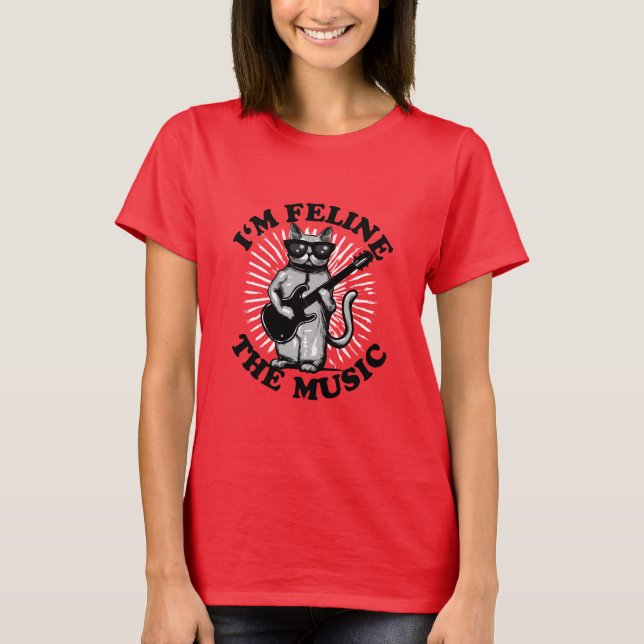 Camiseta Sou Feline The Music | Gato de guitarrista (Frente)
