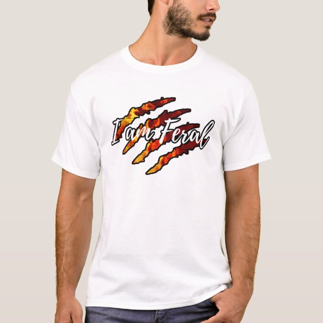 Camiseta Sou Feral Não toco em mim Sinal T-Shirt Engraçado (Frente)