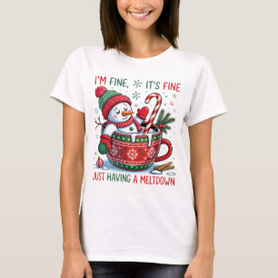 Camiseta Sou Fine Snowman Meltdown Feliz Natal