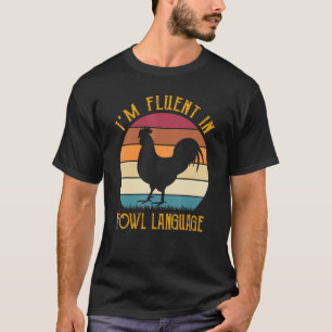 Camiseta Sou Fluente Em Linguagem Fowl Retro Galo Pôr do So