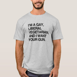 Camiseta Sou gay, vegetariano liberal