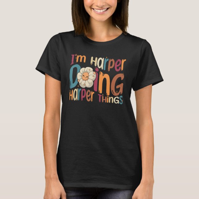 Camiseta Sou Harper Fazendo Coisas Harper Groovy Retro Harp (Frente)