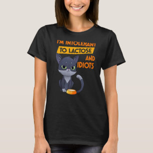 Camiseta Sou intolerante à lactose e idiotas Gato