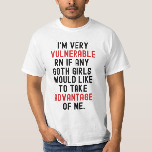 Camiseta Sou muito vulnerável Rn Gótico escuro
