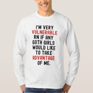 Camiseta Sou muito vulnerável Rn Gótico escuro