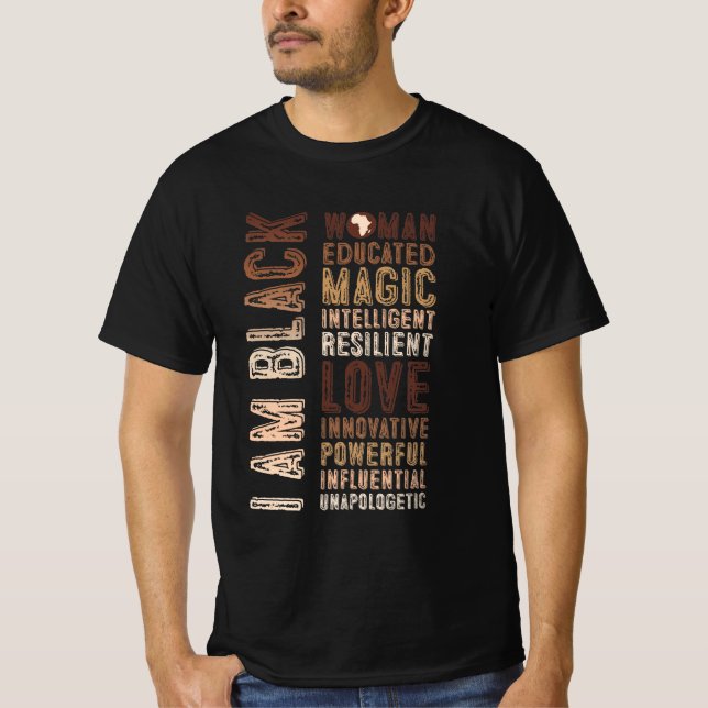 Camiseta Sou Mulher Negra Educada Magia Inteligente (Frente)