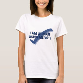 Camiseta Sou Mulher, Vejam-Me Votar Azul