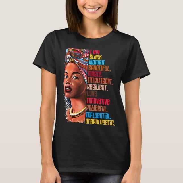 Camiseta Sou Negra História Negra Mês Educada Blac (Frente)