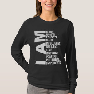 Camiseta Sou Negra História Negra Mês Educada Blac