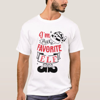 Camiseta Sou o Elfo Favorito no Design vermelho e preto