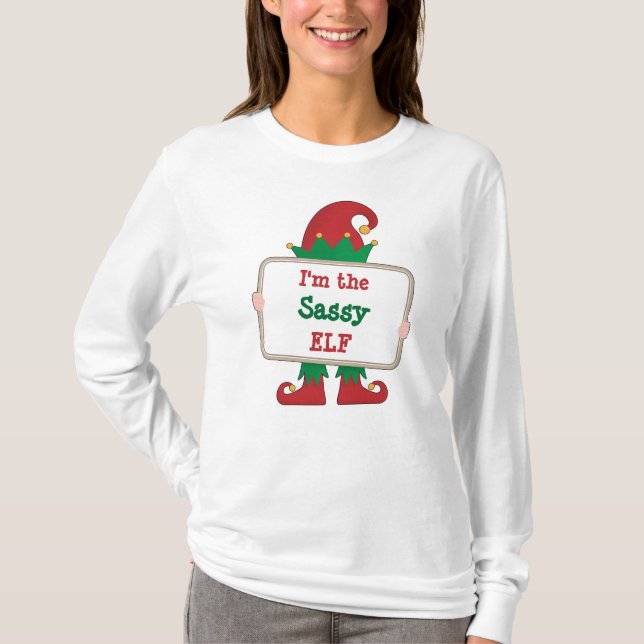 Camiseta Sou o Elfo Sassy | Elf de Natal Personalizado (Frente)