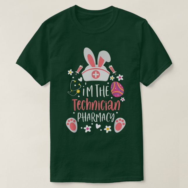 Camiseta Sou o farmacêutico técnico de farmácia, Bunny Ears (Frente do Design)
