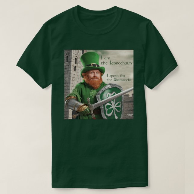 Camiseta Sou o Leprechaun, defensor dos Shamrocks. (Frente do Design)