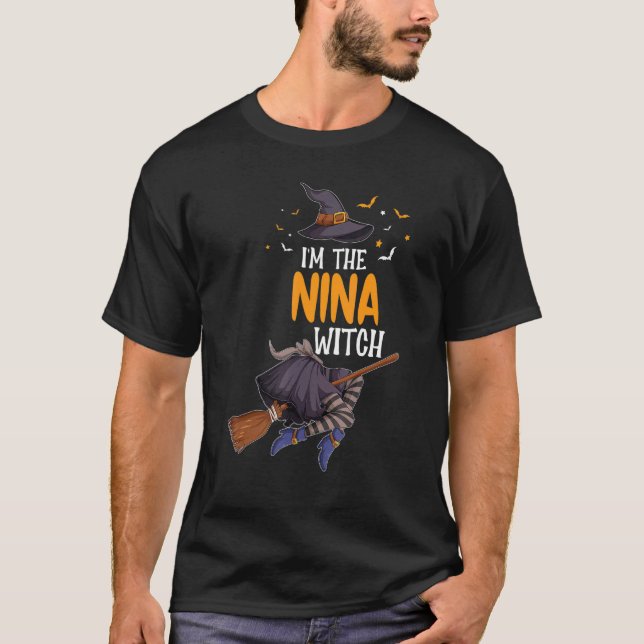 Camiseta Sou o Nina Witch Halloween Matching Group Costum (Frente)