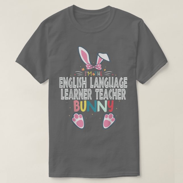 Camiseta Sou o professor de língua inglesa Bunny Eas (Frente do Design)